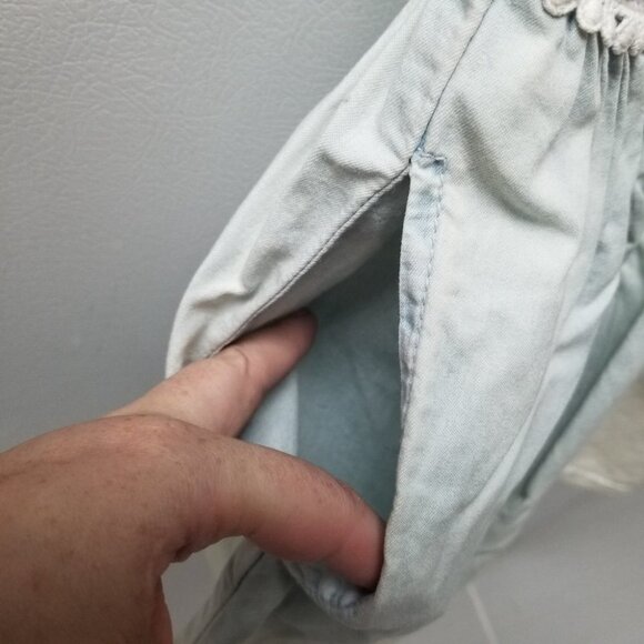 Anthro Pins & Needles Chambray Crochet Button Front Mini Dress XS - Picture 6 of 9